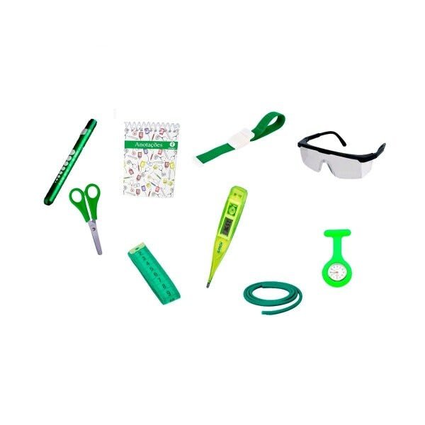 Kit Material de Bolso para Enfermagem Completo com Esfigmomanômetro Pa Med - Verde - 1