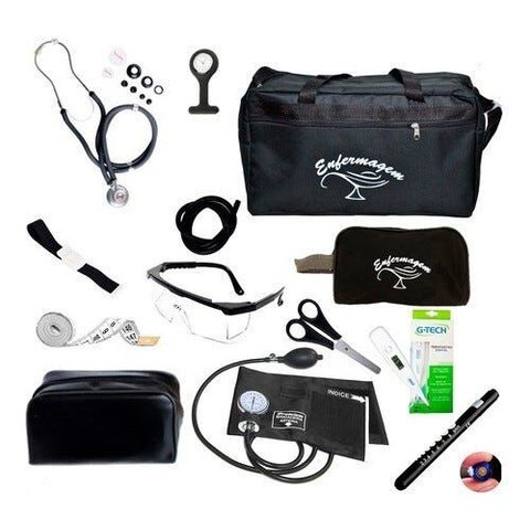 Kit de Enfermagem Completo com Medidor de Pressão Premium - Preta-marca Premium