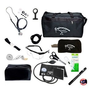 Kit de enfermagem completo com medidor de pressão Premium - Preta-Marca Premium