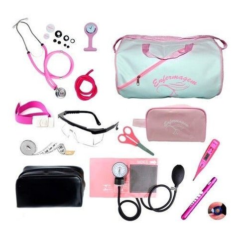 Kit de Enfermagem Completo com Medidor de Pressão Premium - Branco
