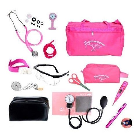 Kit de Enfermagem Completo com Medidor de Pressão Premium - Pink