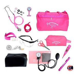 Kit de enfermagem completo com medidor de pressão Premium - Pink
