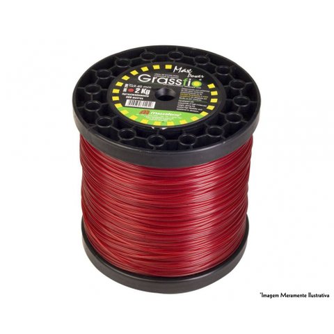 Fio Nylon Cortador Grama Quadrado 2,0mm 2kg Vermelho