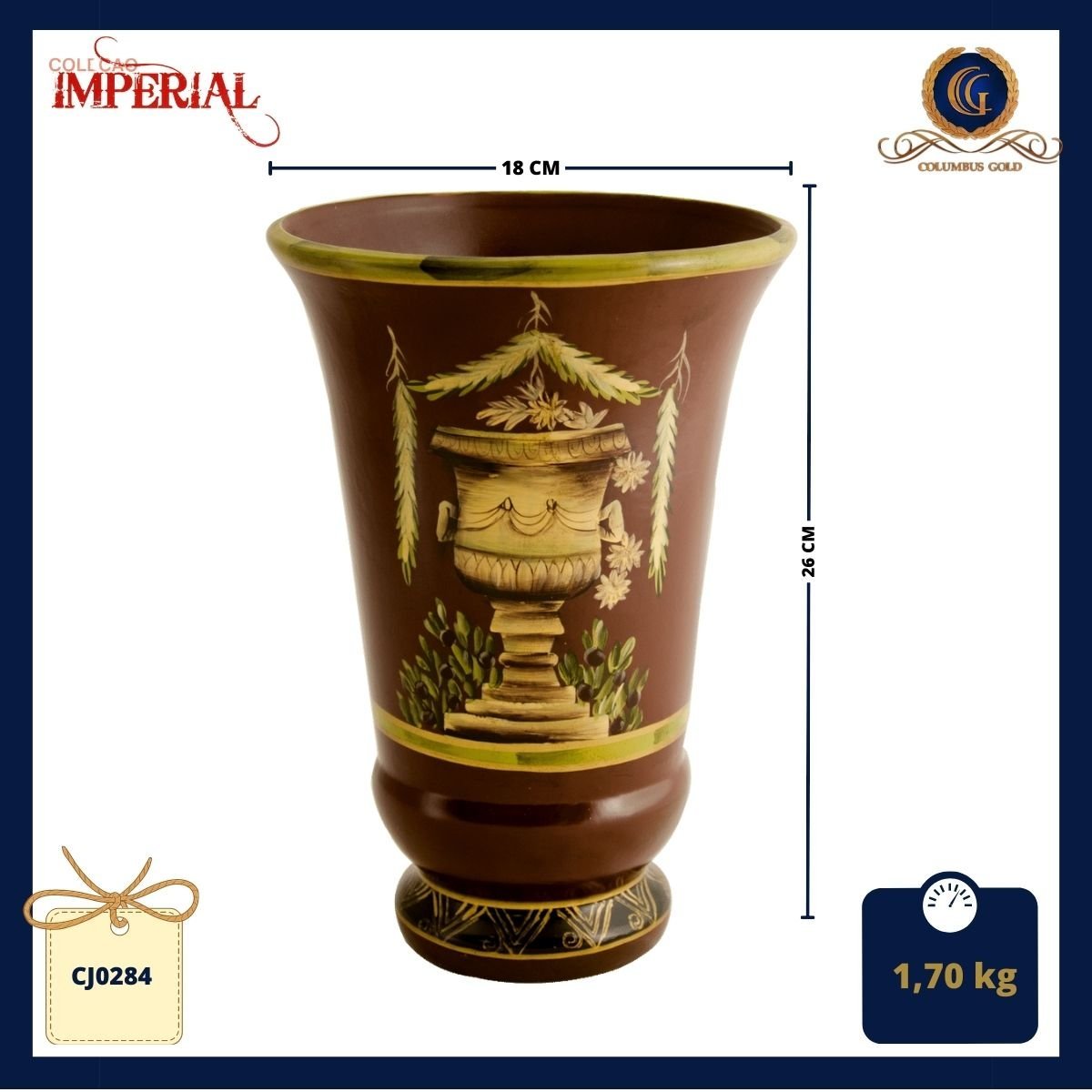 Vaso em cerâmica, com pintura estilo imperial e acabamento em laca chinesa - 2