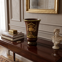 Ver imagem 2 de Vaso Decorativo Cerâmica Pintura Imperial Marrom Acabamento Laca Chinesa 26cm Columbus Gold