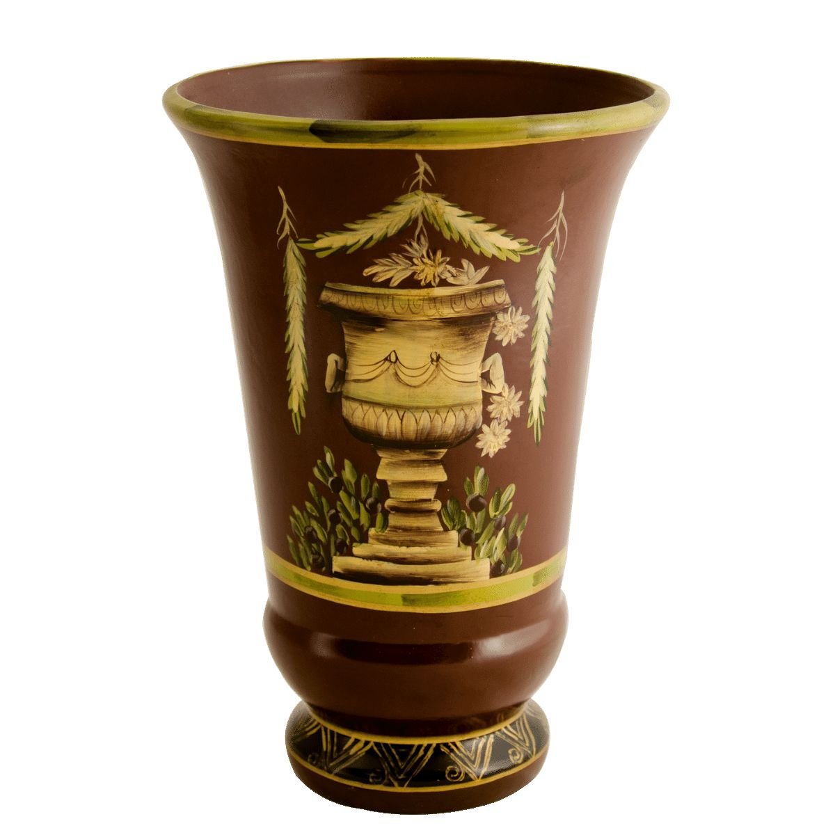 Vaso em cerâmica, com pintura estilo imperial e acabamento em laca chinesa - 1