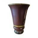 Ver imagem 4 de Vaso Decorativo Cerâmica Pintura Imperial Marrom Acabamento Laca Chinesa 26cm Columbus Gold
