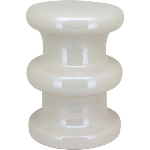 Banqueta Banco Decorativo Jardim Gardem Cerâmica 45x33x33cm Creme