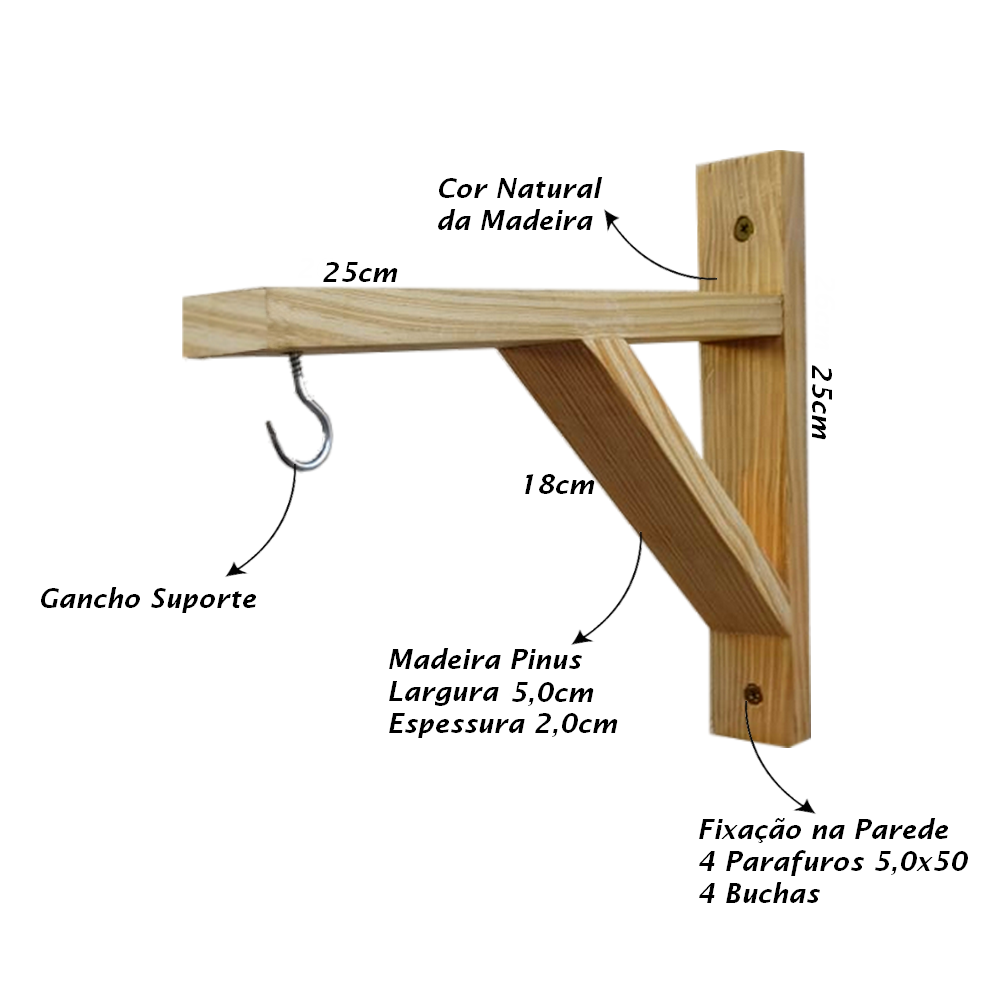 Kit de Suporte para Vaso Pendente Parede - 3