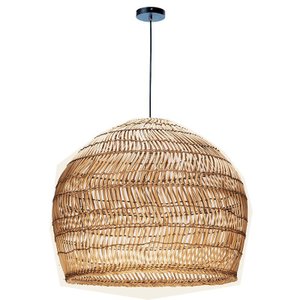 Luminária Pendente Blum Redonda Rattan Fibra Natural 60cm 1xE27 Lili Casa Único