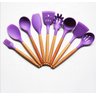 Kit Utensílios De Cozinha 12 Peças Madeira E Silicone:Lilás - 2
