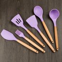 Ver imagem 4 de Kit Utensílios De Cozinha 12 Peças Madeira E Silicone:Lilás