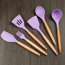 Kit Utensílios De Cozinha 12 Peças Madeira E Silicone:Lilás - 4