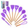 Kit Utensílios De Cozinha 12 Peças Madeira E Silicone:Lilás - 3