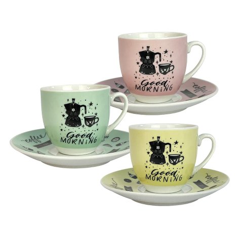 Jogo de 12 pecas Farm Mood Coffee para cafe em porcelana 90ml