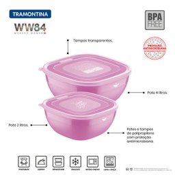 Jogo de Potes Tramontina Mulher Maravilha 1984 em Polipropileno Magenta 2 Peças - 2