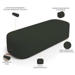 Puff Decorativo Orgânico para Living Quarto 160cm Doha W01 Linho Verde Musgo - Lyam Decor - 4