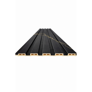 Painel Ripado Wpc Preto Gold- 290cm X 15cm - Revestimento Decorativo Sala Quarto Parede Cozinha
