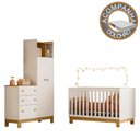 Ver imagem 4 de Berço Mini Cama e Roupeiro com Cômoda Qencanto Slim Freijó Branco Acetinado Qmovi + Colchão Ortobom