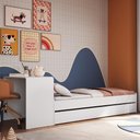 Ver imagem 4 de Cama Solteiro Infantil com Auxiliar 188x78cm Escrivaninha Infix Branco C06 - Mpozenato