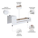 Ver imagem 3 de Cama Solteiro Infantil com Auxiliar 188x78cm Escrivaninha Infix Branco C06 - Mpozenato