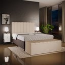 Ver mais imagens de Kit Cabeceira Cama Box Casal 140cm com Calçadeira Recamier Baú Dália W01 Suede Bege - Lyam Decor