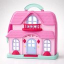 Ver imagem 6 de Casa Brinquedo Maleta Infantil Portátil Luz Som Móveis Acessórios Rosa Casinha Brinquedo