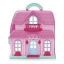 Ver imagem 7 de Casa Brinquedo Maleta Infantil Portátil Luz Som Móveis Acessórios Rosa Casinha Brinquedo