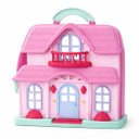Ver imagem 1 de Casa Brinquedo Maleta Infantil Portátil Luz Som Móveis Acessórios Rosa Casinha Brinquedo