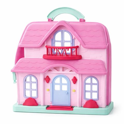 Casa Brinquedo Maleta Infantil Portátil Luz Som Móveis Acessórios Rosa Casinha Brinquedo