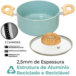 Conjunto de Panelas Antiaderente de Indução Ceramiclife Botanika 5 Peças - Brinox 4815/102 - 4