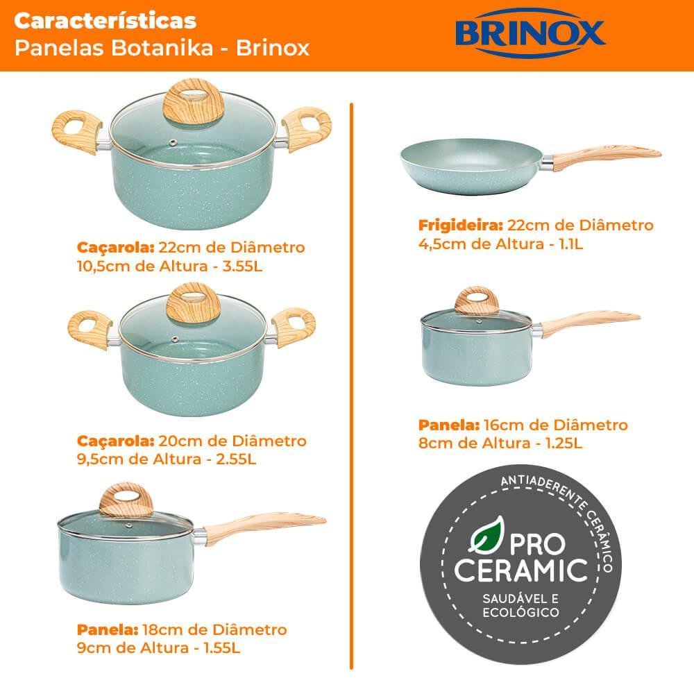 Conjunto de Panelas Antiaderente de Indução Ceramiclife Botanika 5 Peças - Brinox 4815/102 - 6
