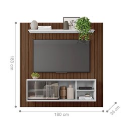 Painel Ripado Para TV Bordeaux Havana Branco - 4 Painel Ripado Para TV Bordeaux Havana Branco - 4