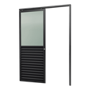 Ver imagem 1 de Porta de Correr Alumínio Preto Parede 1 Folha Veneziana C/visor Maxx