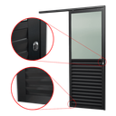 Ver imagem 2 de Porta de Correr Alumínio Preto Parede 1 Folha Veneziana C/visor Maxx