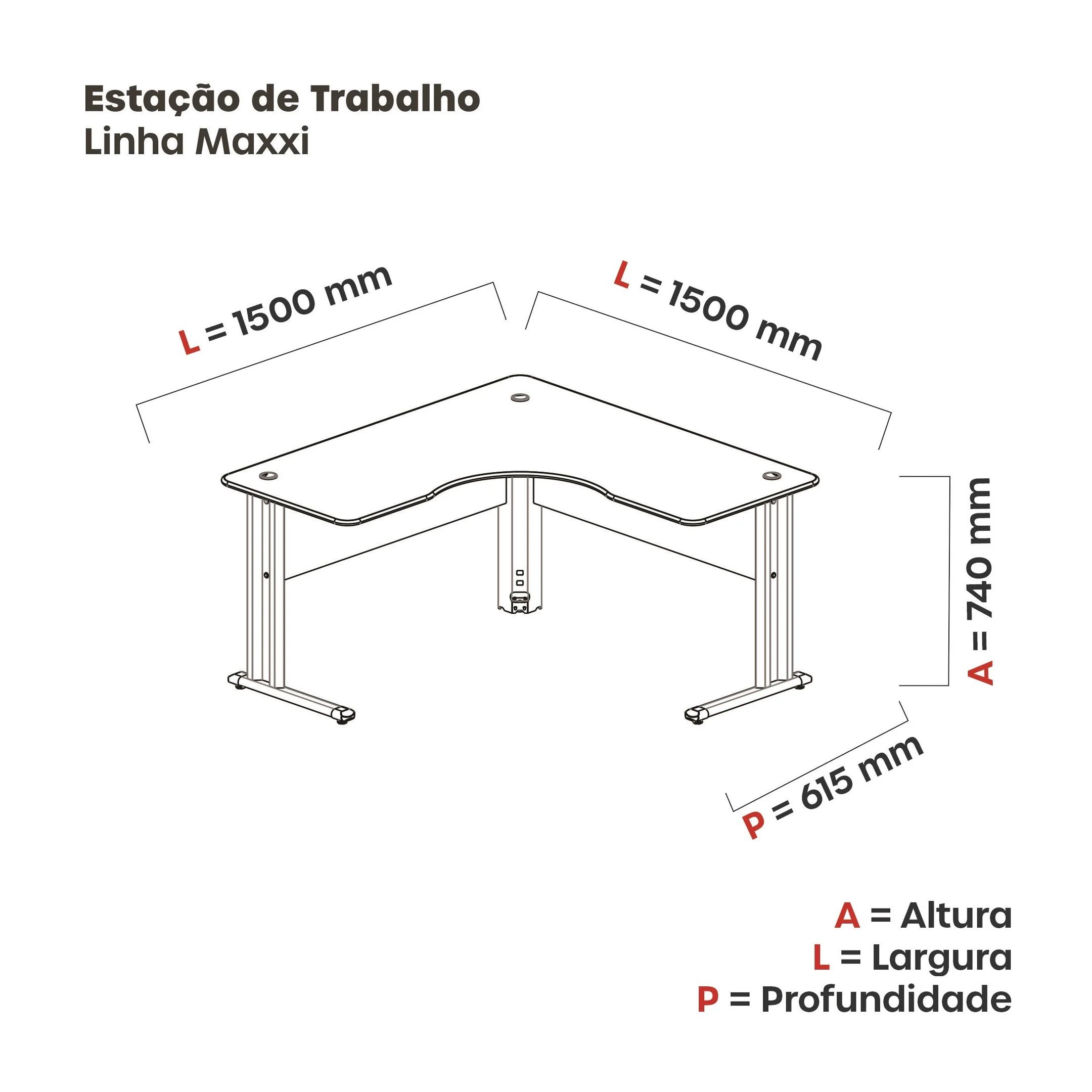 Mesa Estação de Trabalho em L ETP1515 Maxxi  - 2