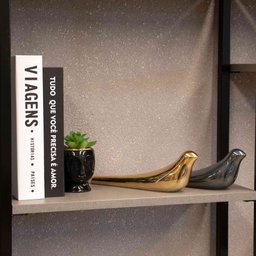 Escultura Decorativa Pássaro em Cerâmica Chumbo 8x23x6 cm - D'Rossi - 2