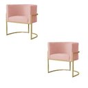 Ver imagem 1 de Kit 2 Poltrona Luana Veludo Rosa Base Dourada Luxo - Fm