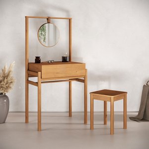 Penteadeira Escrivaninha com Espelho Compacta Madeira com Banco Lily Idimex