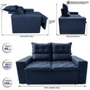 Ver imagem 2 de Sofá Retrátil e Reclinável 1.50m Cama Inbox Smal com Bordado Pantográfico Suede Azul