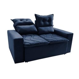 Sofá Retrátil e Reclinável 1.50m Cama Inbox Smal com Bordado Pantográfico Suede Azul - 8