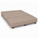 Ver imagem 2 de Puff Cama Dobravel 130cm Casal com Rodízios e Almofadas Cor: Suede Caramelo