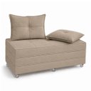 Ver imagem 1 de Puff Cama Dobravel 130cm Casal com Rodízios e Almofadas Cor: Suede Caramelo