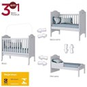 Ver mais imagens de Quarto de Bebê Completo com Guarda-Roupa 4 Portas e 4 Gavetas, Cômoda e Berço Mini Cama Provençal He