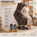 Ver imagem 4 de Cadeira de Massagem Poltrona do Papai Lift Reclinável Austin Elétrica Aquecimento PU Marrom Chocolat