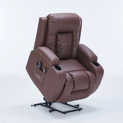 Cadeira de Massagem Poltrona do Papai Lift Reclinável Austin Elétrica Aquecimento PU Marrom Chocolat