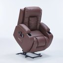 Ver imagem 1 de Cadeira de Massagem Poltrona do Papai Lift Reclinável Austin Elétrica Aquecimento PU Marrom Chocolat