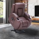 Ver imagem 3 de Cadeira de Massagem Poltrona do Papai Lift Reclinável Austin Elétrica Aquecimento PU Marrom Chocolat