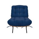 Ver imagem 3 de Poltrona Costela com Puff Suede Azul Marinho - Vallisa Decor