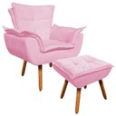 Ver imagem 1 de Poltrona com Puff Opala Suede Pés Palito Castanho - Rosa Bebê